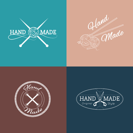 Set of hand made labels, badges and logos for design. Vector illustration.のイラスト素材