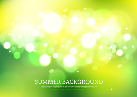 Summer magical background with blurred bokeh lights and place for text. Vector illustration.のイラスト素材