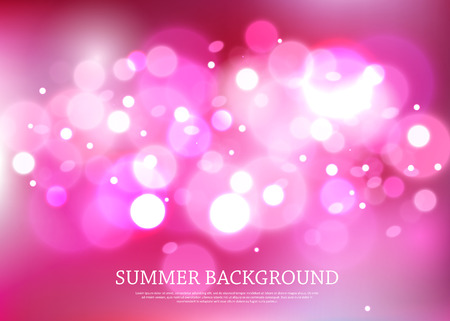 Summer magical background with blurred bokeh lights and place for text. Vector illustration.のイラスト素材