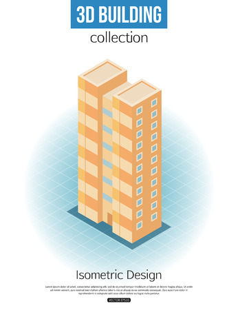 3d isometric tall building icon for map building and city constucting. Real estate concept. Vector illustration.のイラスト素材