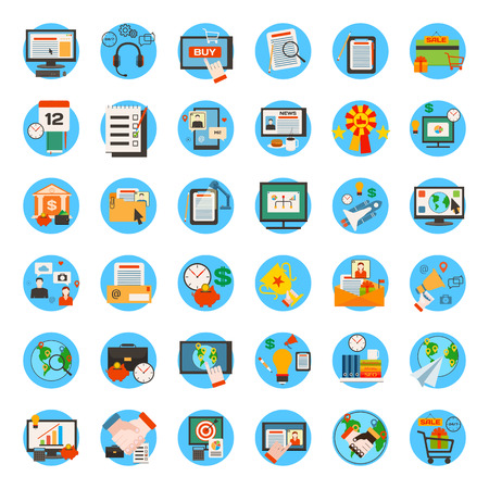 Mega collection of business, marketing, office and seo optimisation icons. Flat style design. Vector illustration.