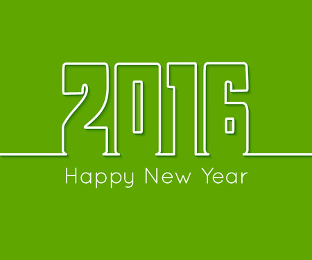 2016 Happy New Year outline text design on green background. Vector illustration.のイラスト素材