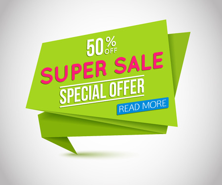 Super Sale paper banner. Super Sale and special offer.のイラスト素材
