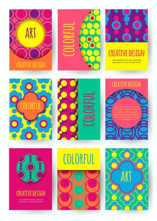 Hippie card with colorful pattern. Set of vector colorful card. Hippie style. Vector illustration.のイラスト素材