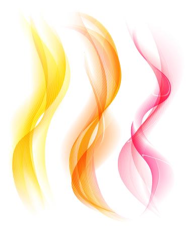 Smooth colorful smoke isolated on white background. Collection of smoke rule lines. Abstract smoke and wave background with bokeh. Template for banner, flyer. Vector Illustrationのイラスト素材