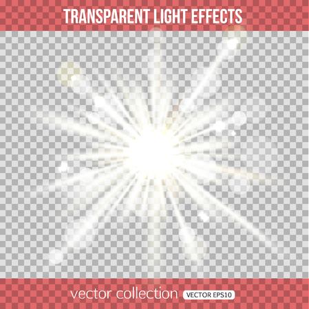 Abstract star burst with bokeh. Vector star shape. Glow light effect. White glowing light over transparent background. Vector illustrationのイラスト素材