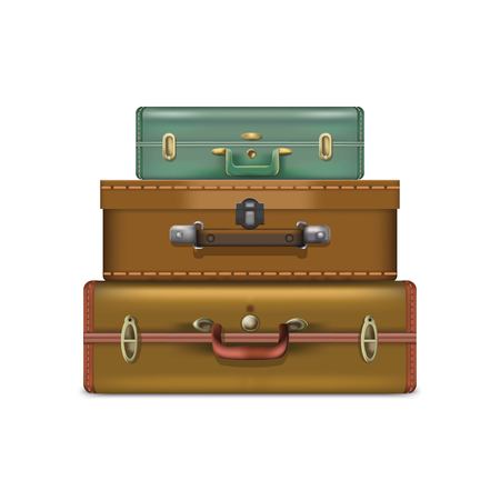 Realistic suitcases isolated on white background.のイラスト素材