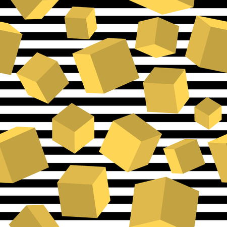 Striped geometric seamless pattern, trendy memphis cards design. 1980s retro background template.のイラスト素材
