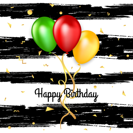 Birthday card template with group of balloons.のイラスト素材