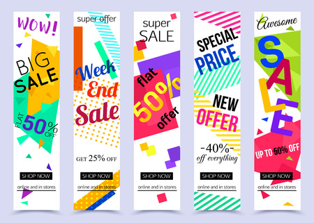 Collection Of Vertical Social Media Banners Vector Illustrations