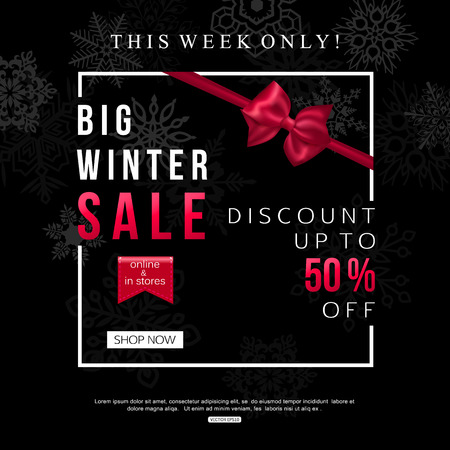 Black Winter Sale Banner design for shop, oline store. Vector illustrationのイラスト素材