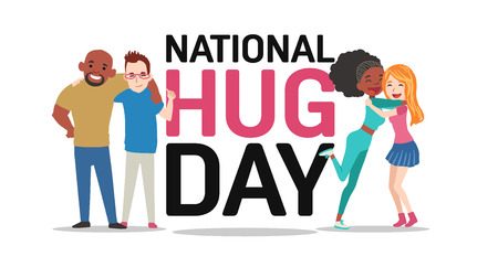 Hug day poster with best friends. Vector illustrationのイラスト素材