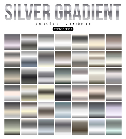 Set of silver gradients. Aluminum square vector texture.のイラスト素材