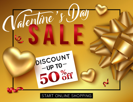 Valentines day sale poster for online shop. Vector illustration.のイラスト素材