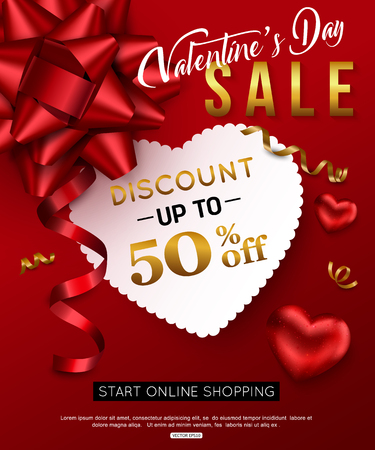Valentines day sale banner. Vector illustrationのイラスト素材