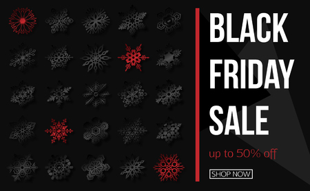 Black Friday Sale Background with paper snowflakes. Vector illustrationのイラスト素材