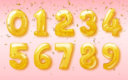 Vector birthday balloon in the shapes of numbers for celebration party designのイラスト素材