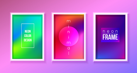 Set of colorful neon frames design, vector illustrationのイラスト素材