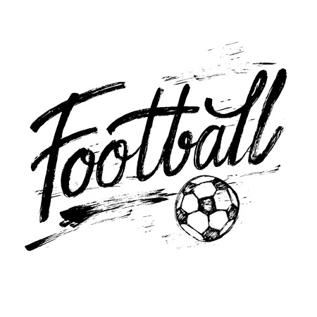 Football hand lettering design for banner, poster, presentation, brochure, print t shirt. Soccer background. Vector illustrationのイラスト素材