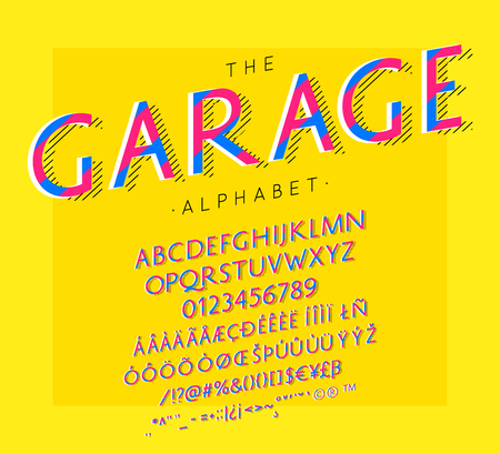 Garage vector font and alphabet with numbers, signs and symbolsのイラスト素材