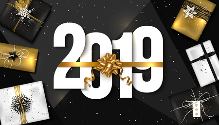 2019 Happy New Year background. Vector illustration.のイラスト素材