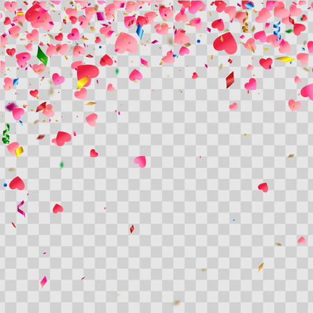 Love Valentine Day background with red hearts confetti. Vector illustration.のイラスト素材