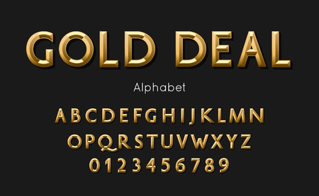 Vector of modern gold deal alphabet and fontのイラスト素材