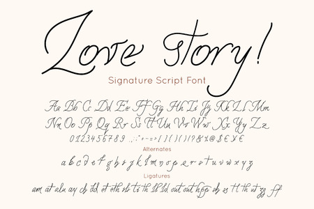 Love story  font and alphabet.のイラスト素材