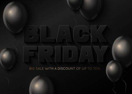 Black Friday sale banner template with balloons.のイラスト素材