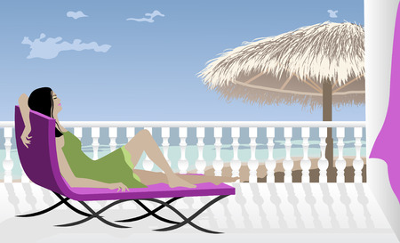 Vector illustration of a Woman Relaxing on Vacationのイラスト素材
