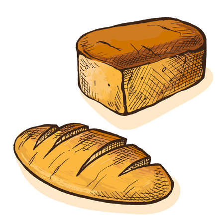 Watercolor Fresh Bread in graphic styleのイラスト素材