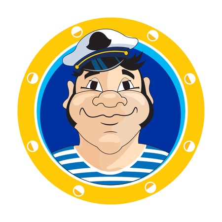 Captain logo or sailor tattoo element. Vector illustrationのイラスト素材