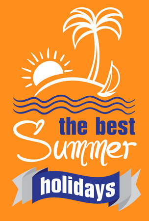 Brush lettering composition.Phrase Hello Summer. Vector illustrationのイラスト素材