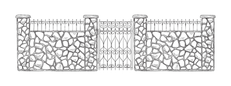 Brick sketch fence. Vector illustrationのイラスト素材