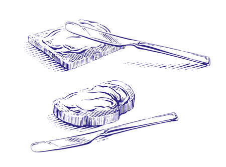 butter hand drawing sketch engraving illustration styleのイラスト素材