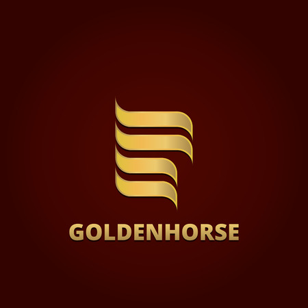 Abstract golden horse business logo design template, emblem template editable for your business.のイラスト素材