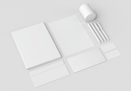 White stationery mock-up, template for branding identity on gray background.For graphic designers...
