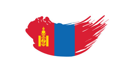 Mongolian Flag in Artistic Brush Stroke Style Vector illustrationのイラスト素材