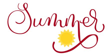 Summer lettering on white background. Travel vacation, adventure, Summer season party.の写真素材