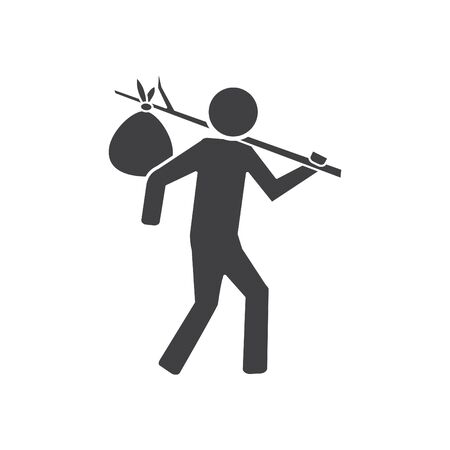 Bindle icon, vector line illustrationのイラスト素材