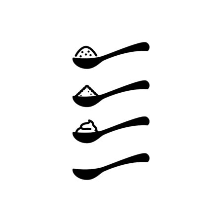 full spoon icon, vector line illustrationのイラスト素材