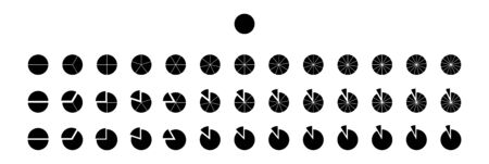 Fractions vector icons. Pie chart line circlesのイラスト素材