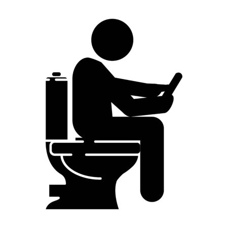 Using phone in toilet icon, vectorのイラスト素材