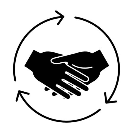 mutual help icon, vector lineのイラスト素材