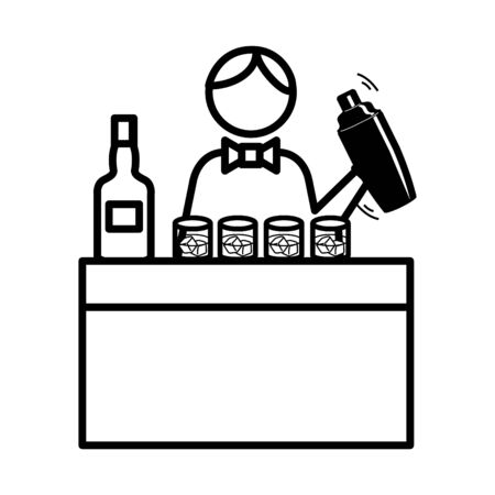 barman icon, vector line illustrationのイラスト素材