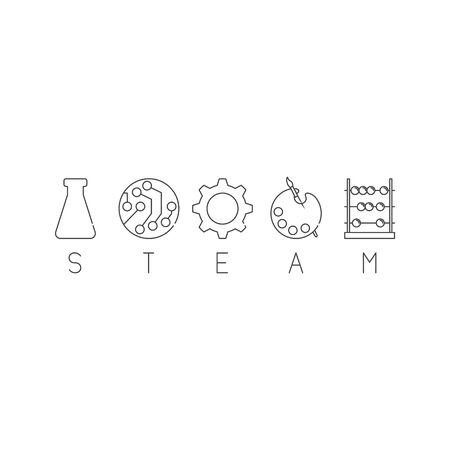 STEAM icon, vector line illustrationのイラスト素材
