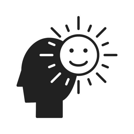 A person with a sun in his mind symbolizing optimismのイラスト素材
