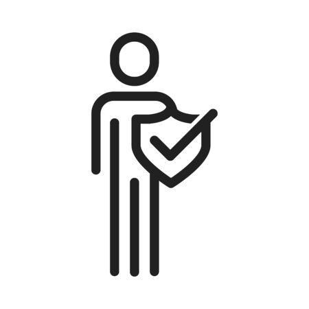 A man with shield icon, vector illustrationのイラスト素材