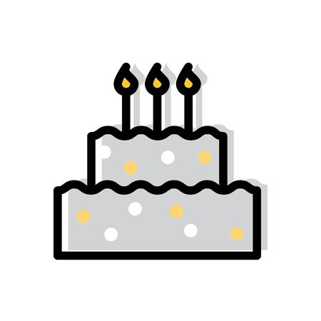 Cake icon, vector line illustrationのイラスト素材