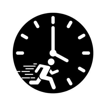 A running man with clock icon, immediate icon, vectorのイラスト素材